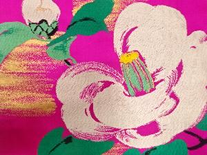 アンティーク　市松に椿模様織り出し名古屋帯